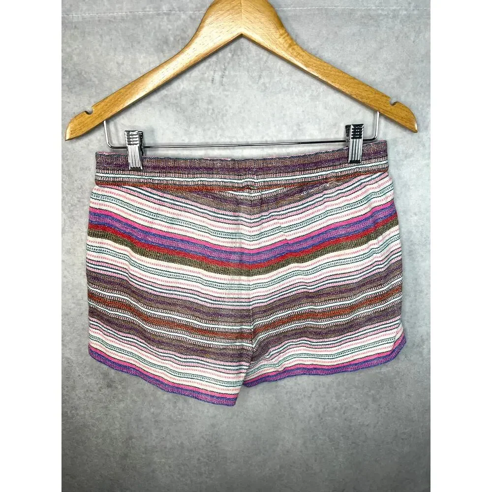 Anthropologie Corey Lynn Calter Striped Woven Shorts Small Boho Fringe Colorful